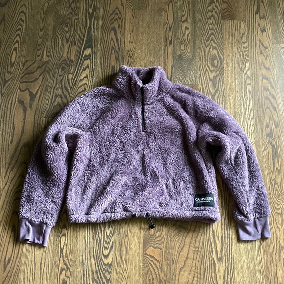 Calvin Klein Performance Tops - Calvin Klein Purple Fuzzy Zip Up